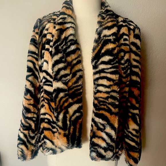 Kate Rose Animal Print Fur Teddy Coat - Picture 1 of 6